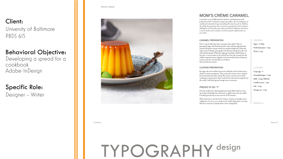 cookbook receipe spread sheet typography